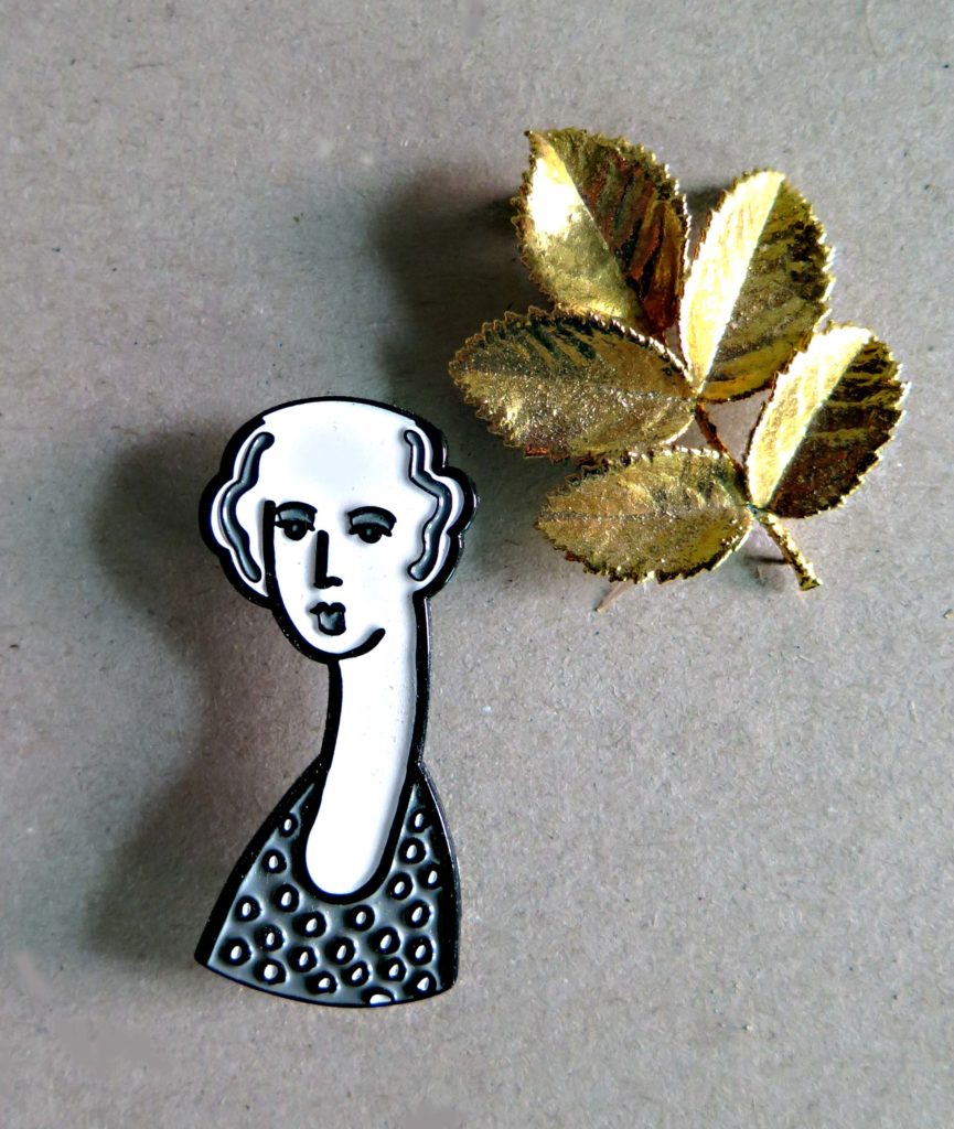 Heinz Zolper, Lady a a symbol, enamel iron jewellery pin. ArtForum Editions