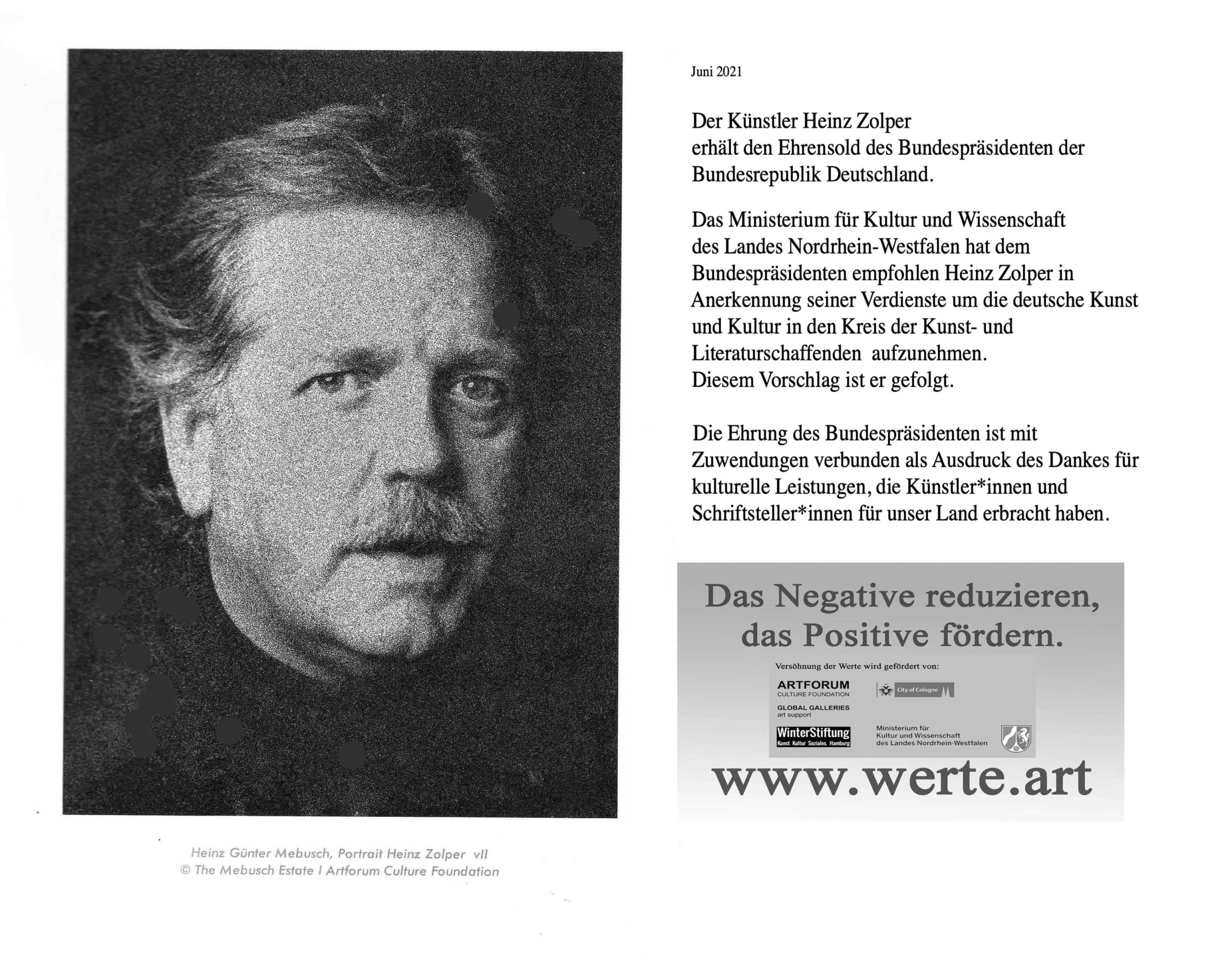 German artist Heinz Zolper honoured by Federal President